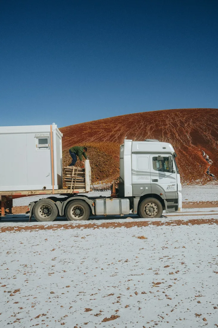 Truck beside an aggregate work area